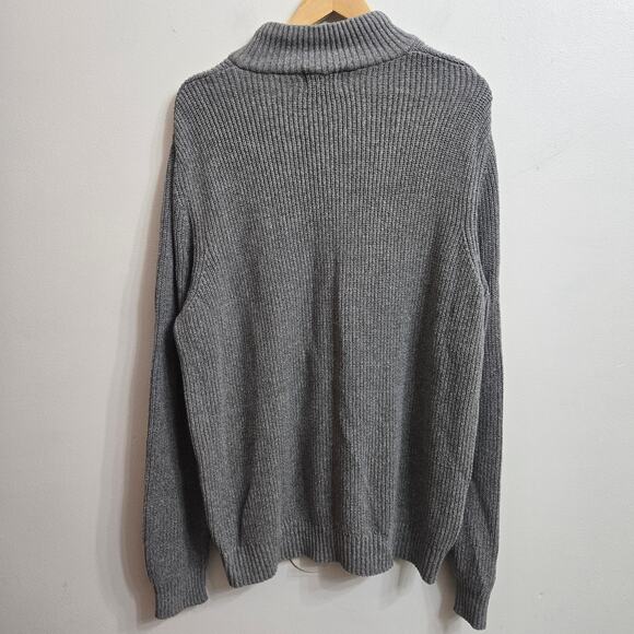 G.H. Bass & Co. Men Vtg Prep Gray Ribbed Knit Henley Sherpa L Collar Sweater XXL - Picture 5 of 11